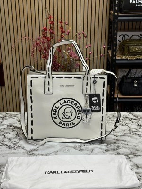 KAR.L LAGERF.ELD PARIS NOUVEAU LEATHER TOTE WITH DUST BAG PREMIUM QUALITY