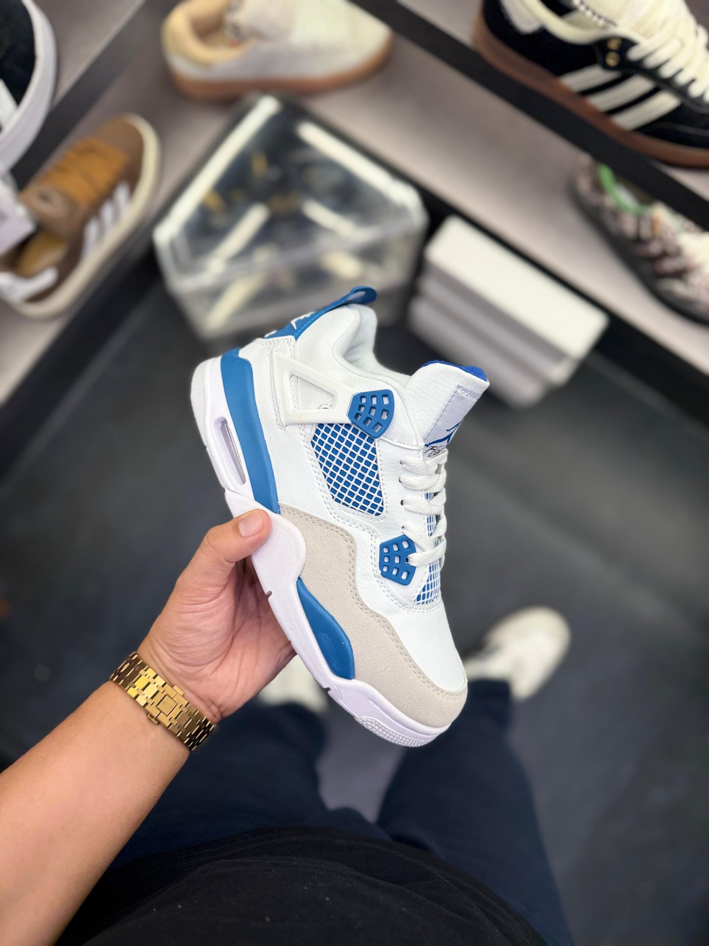 AIR JO.RDANS RETRO 4 MILI.TARY BLUE