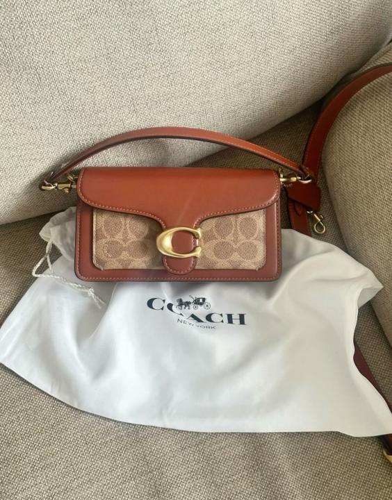 Co.ach Tab.by 20 Mono-Brown Premium 11 Replica With DustCover Tags Carrybag